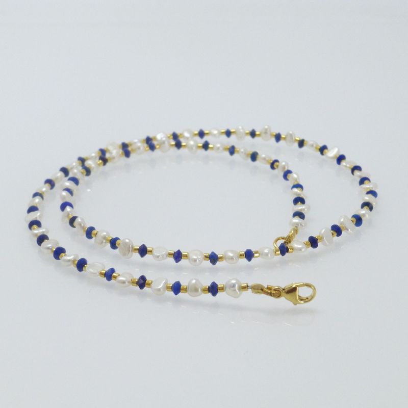 Halskette Lapislazuli mit Perlen und Gold