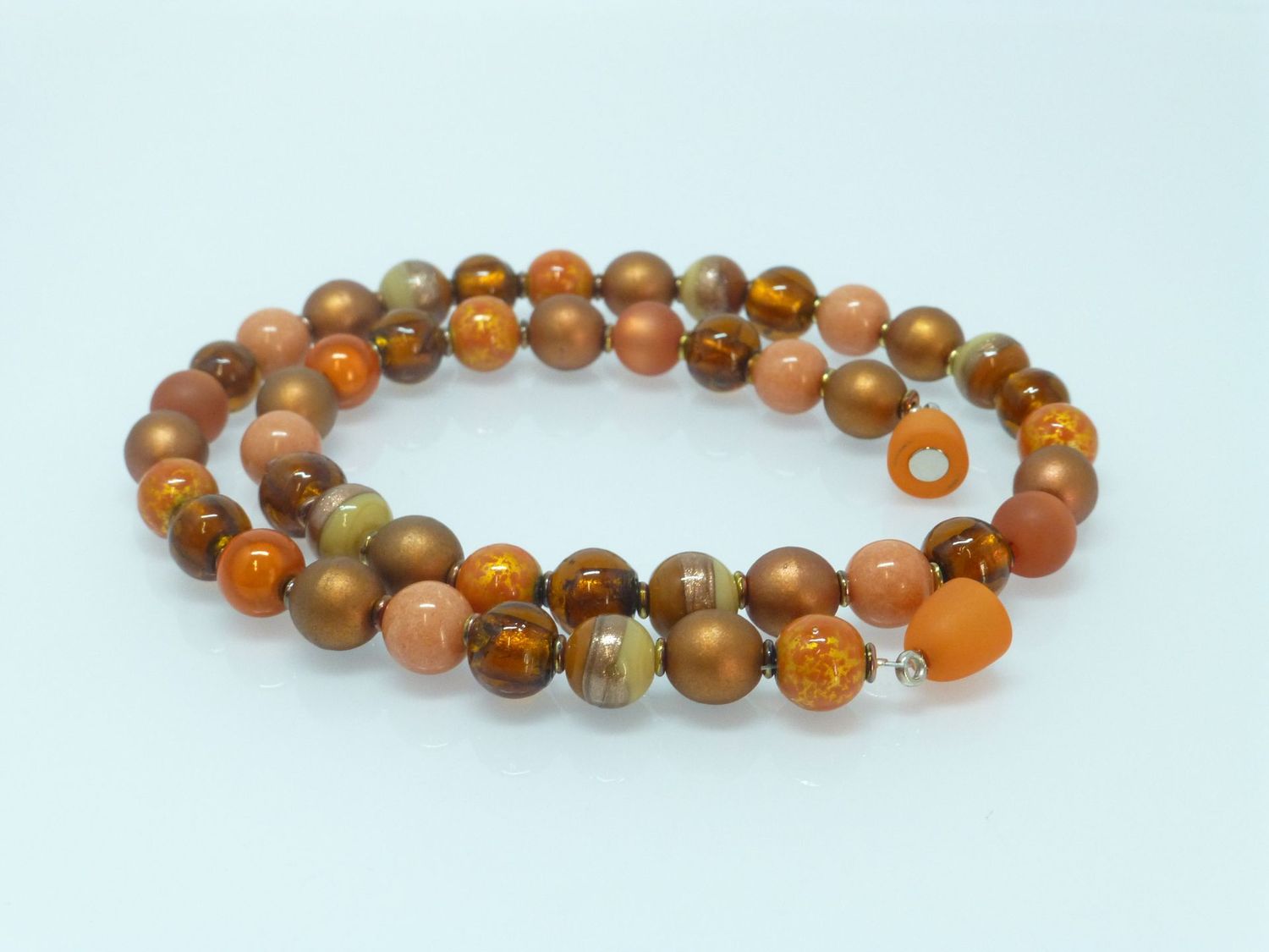 Kette Perlenmix 10mm Braun-Orange