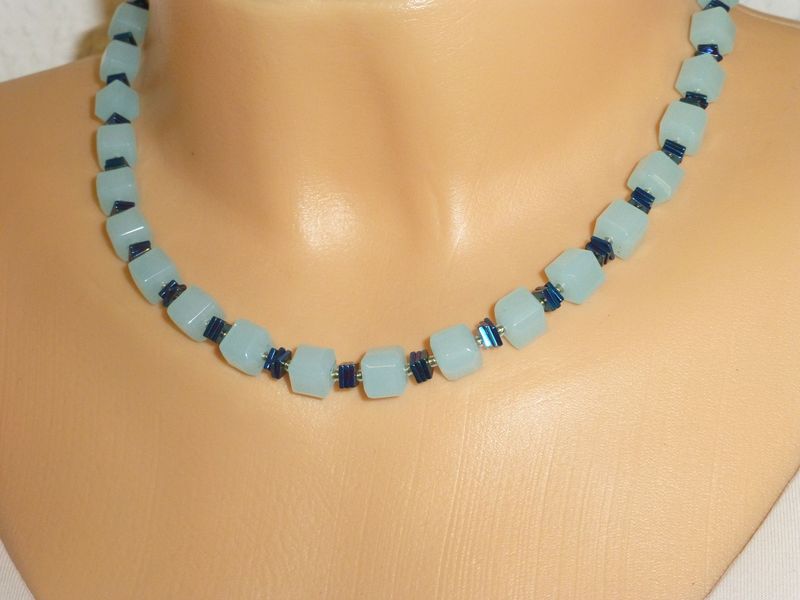 Kette Würfel Aqua-Opal