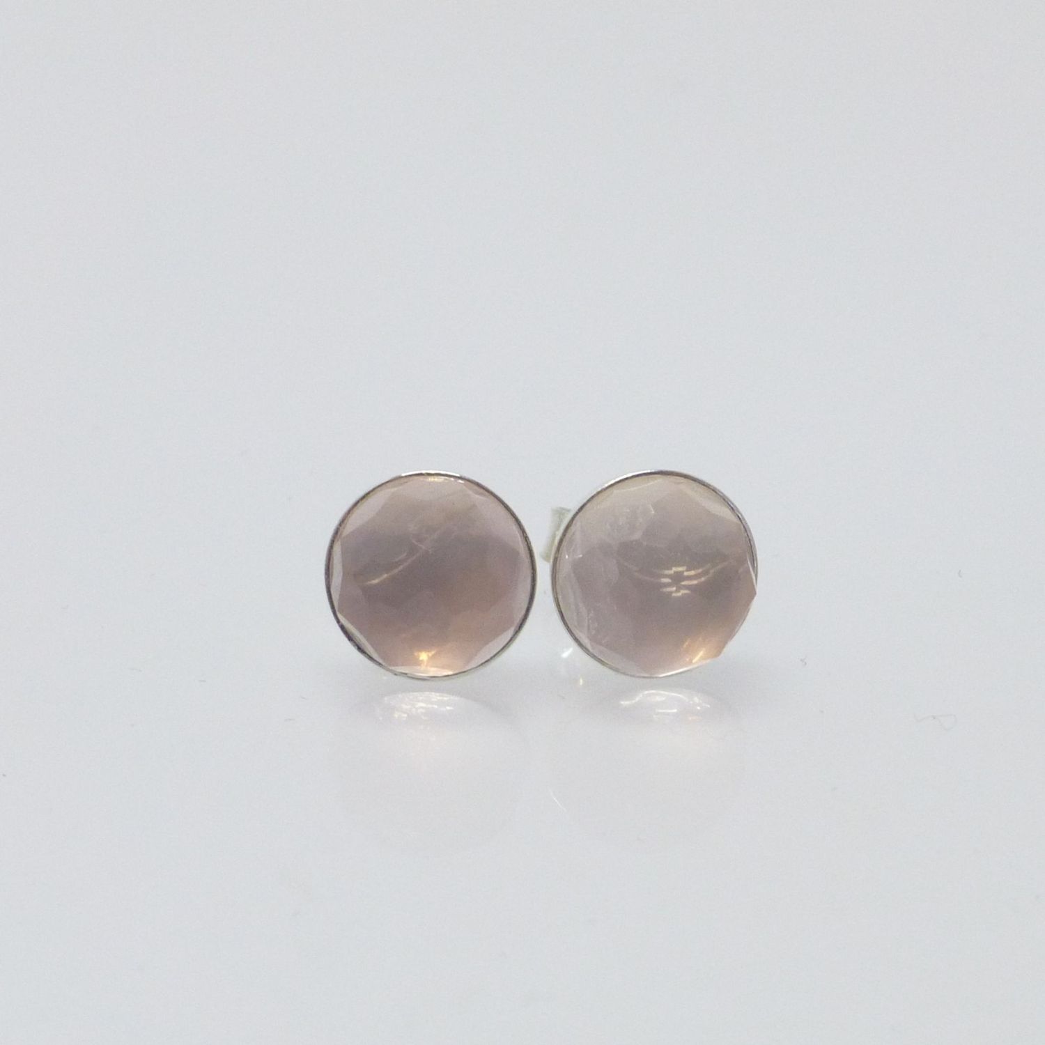 Ohrstecker Rosenquarz Cabochon facettiert 8mm