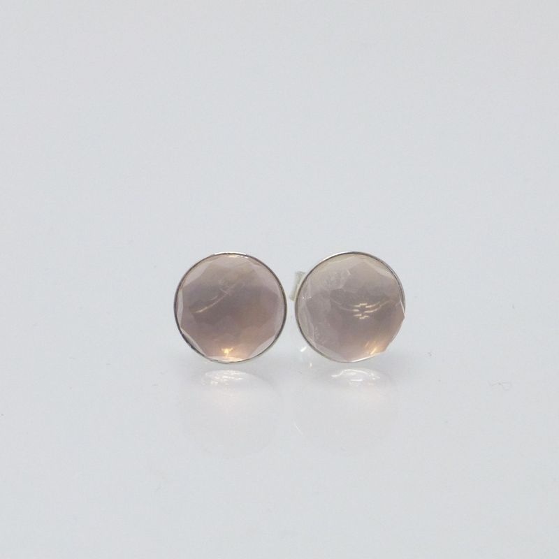 Ohrstecker Rosenquarz Cabochon facettiert 8mm