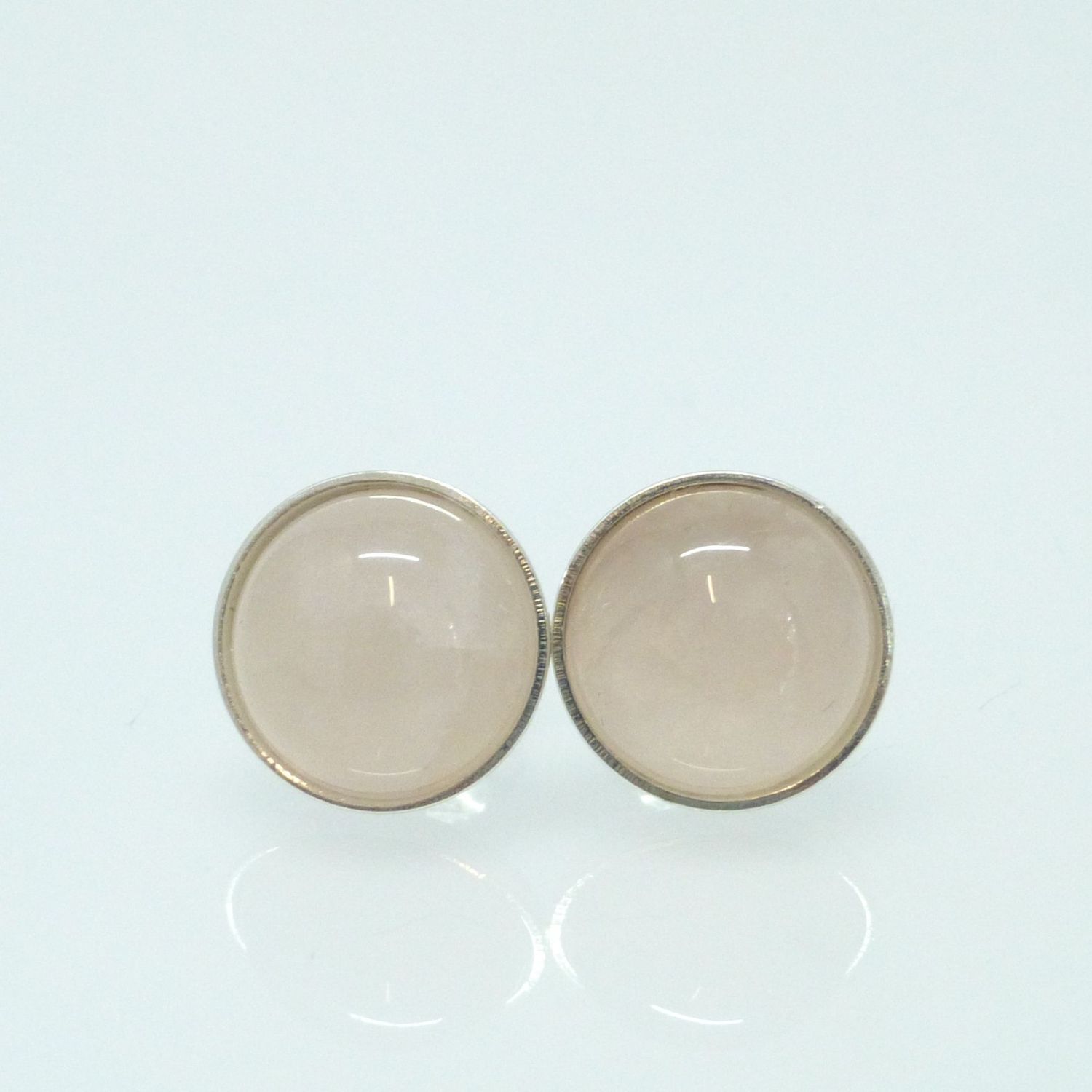 Ohrstecker Rosenquarz Cabochon Silber Gold Roségold