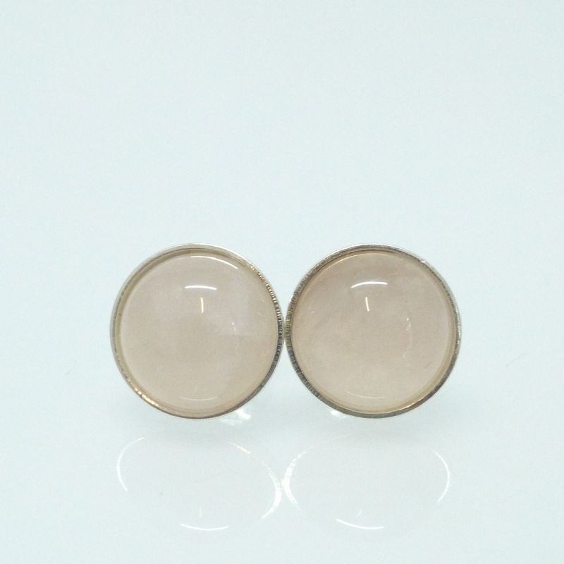 Ohrstecker Rosenquarz Cabochon Silber Gold Roségold