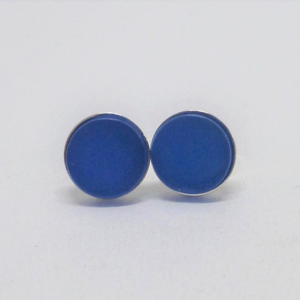 Ohrstecker Achat Blau flach Cabochon -verschiedene Größen