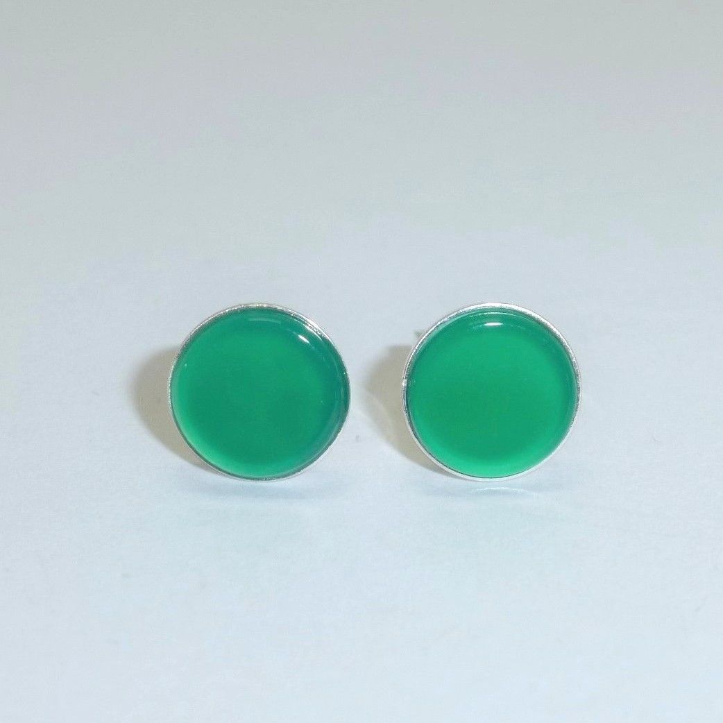 Ohrstecker Achat Grün flach Cabochon -verschiedene Größen