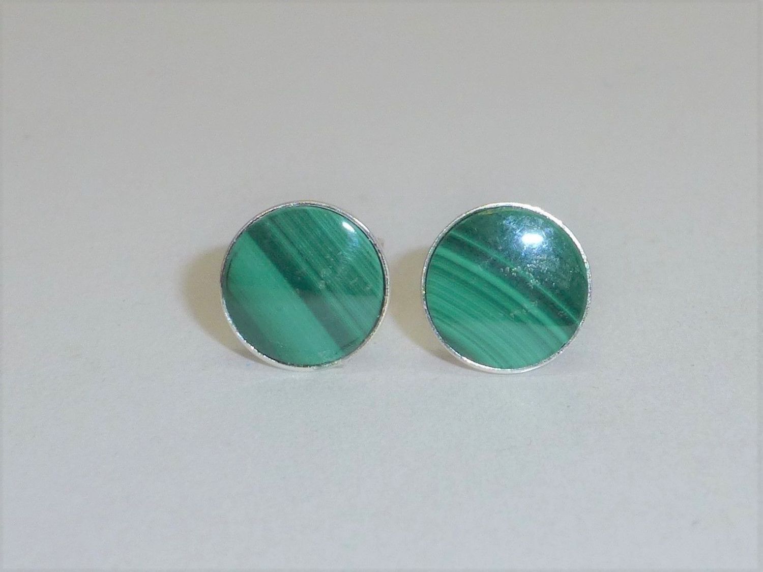 Ohrstecker Malachit Cabochon flach - verschiedene Größen