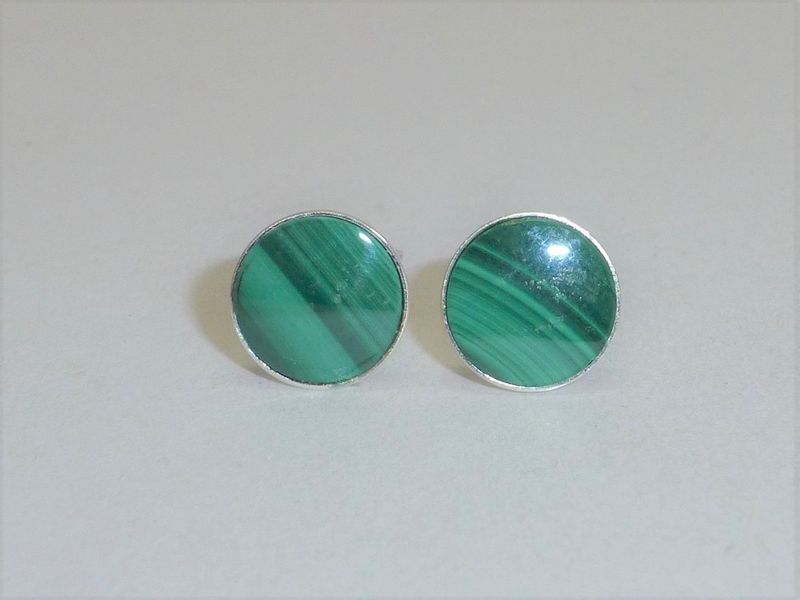 Ohrstecker Malachit Cabochon flach - verschiedene Größen