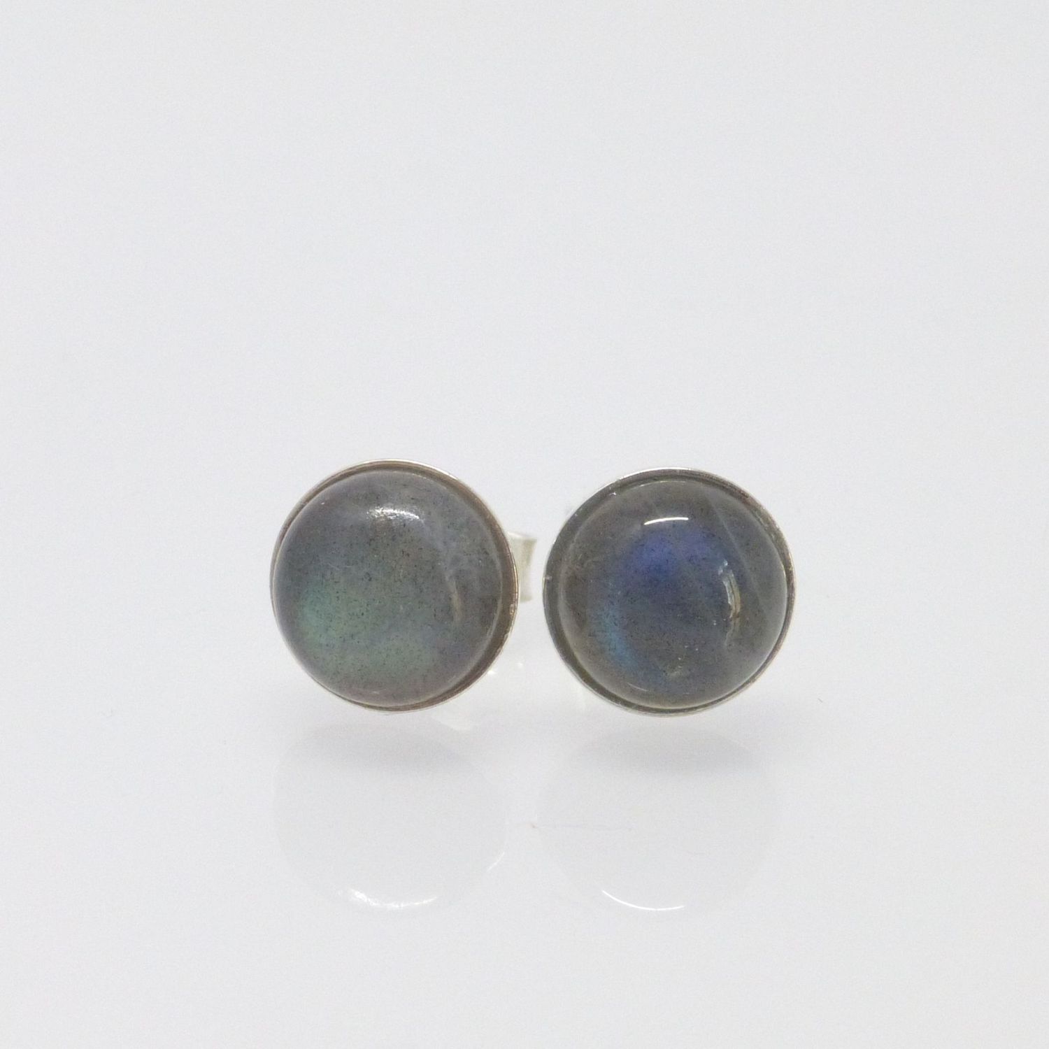Ohrstecker Silber Labradorit Graublau Cabochon - verschiedene Größen
