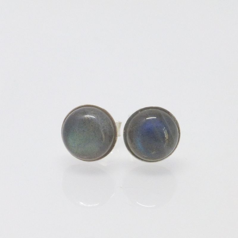 Ohrstecker Silber Labradorit Graublau Cabochon - verschiedene Größen