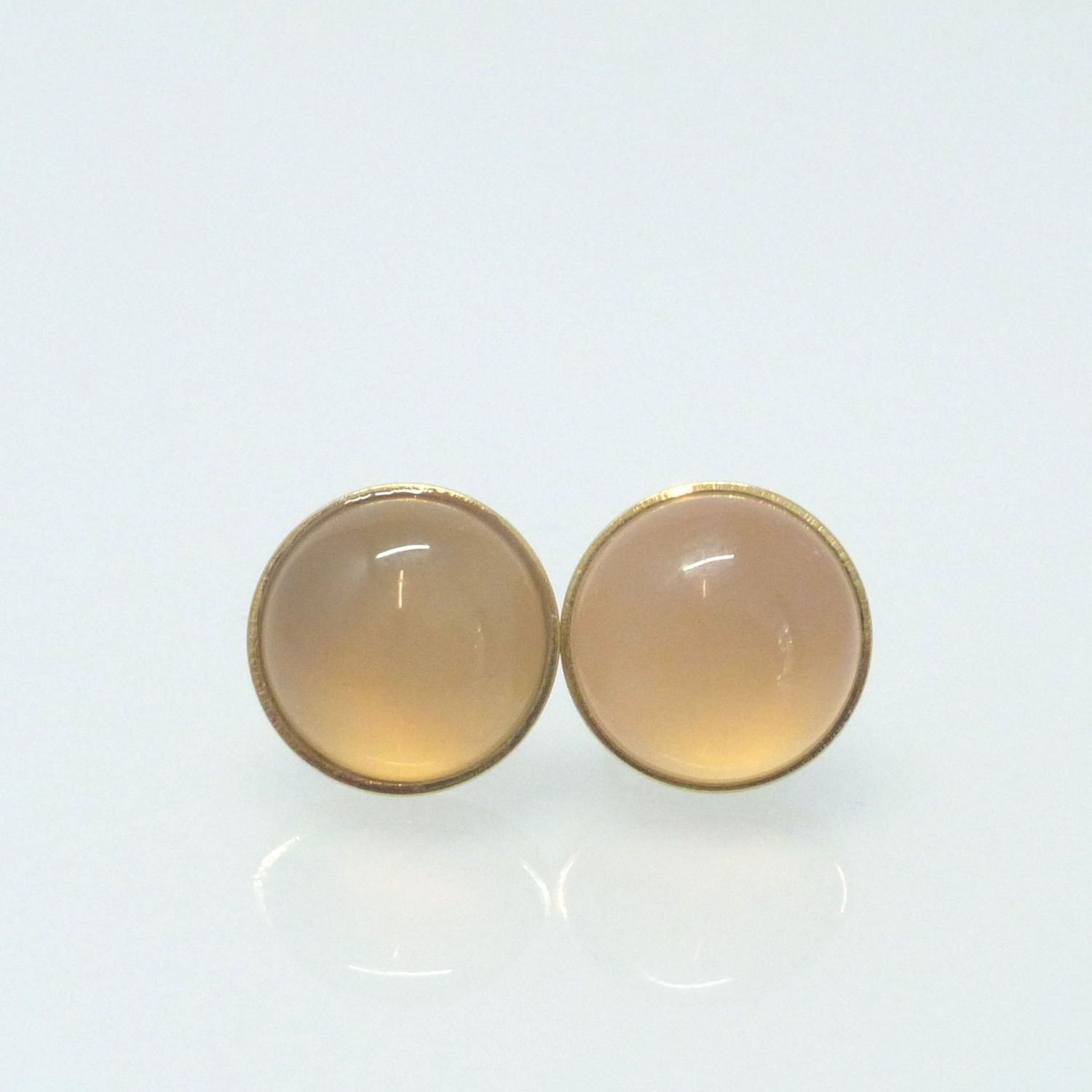 Ohrstecker Chalcedon Rosa Cabochon 10mm