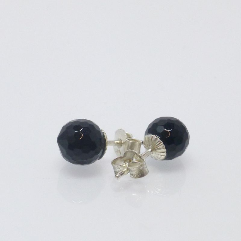 Ohrstecker Onyx Kugel facettiert - verschiedene Größen