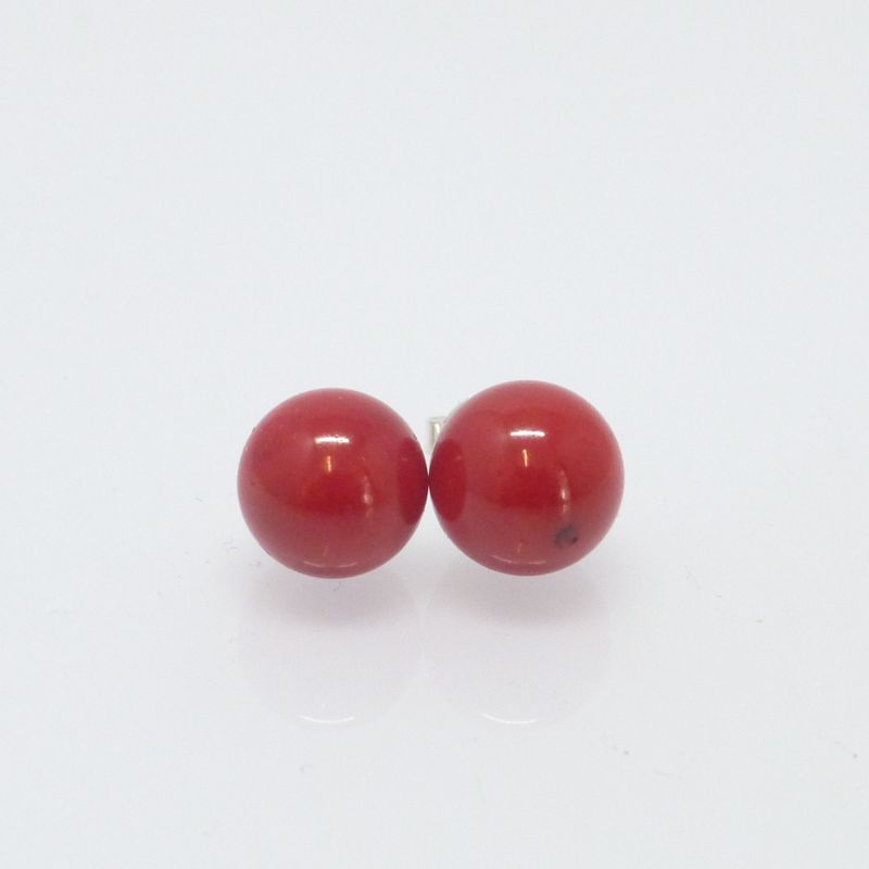Ohrstecker Bambuskoralle Rot Kugel -verschiedene Größen-