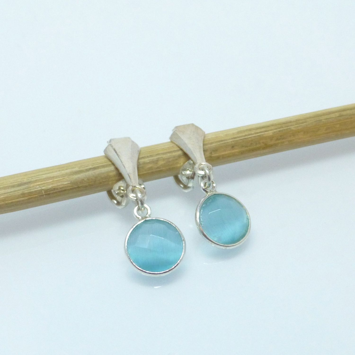 Lange Ohrclips mit Katzenauge 8mm Lange Ohrclips mit Katzenauge 8mm