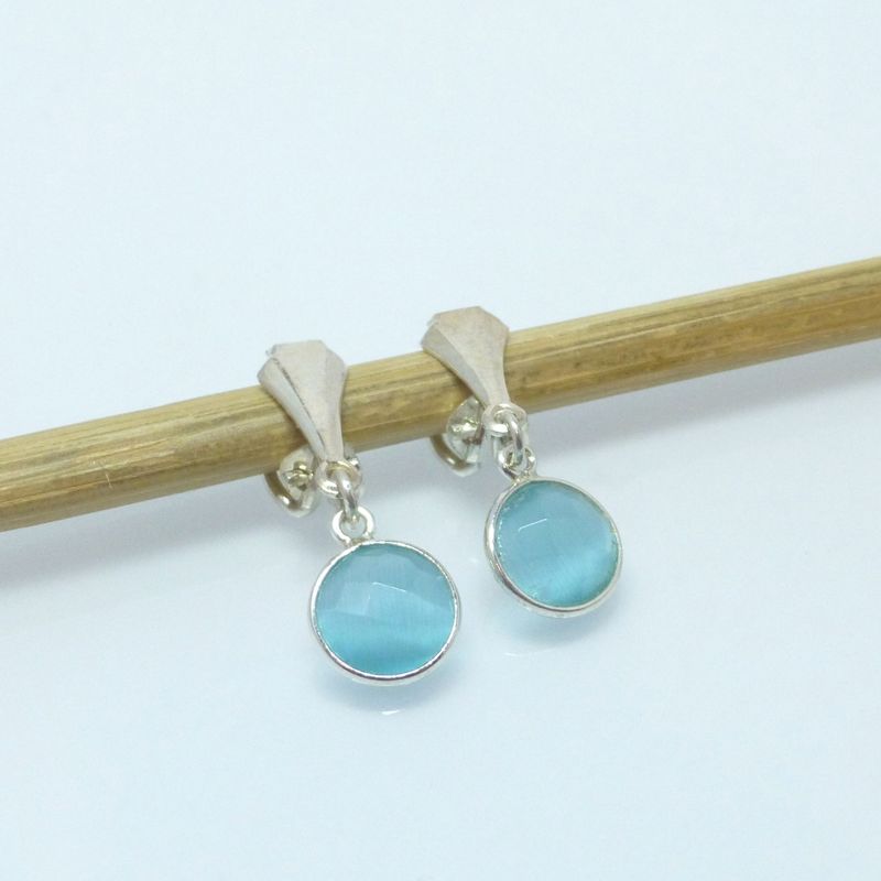 Lange Ohrclips mit Katzenauge 8mm