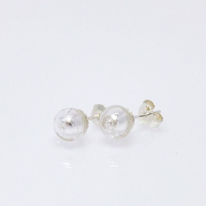 Ohrstecker Muranoglas Kugel 6mm Silber