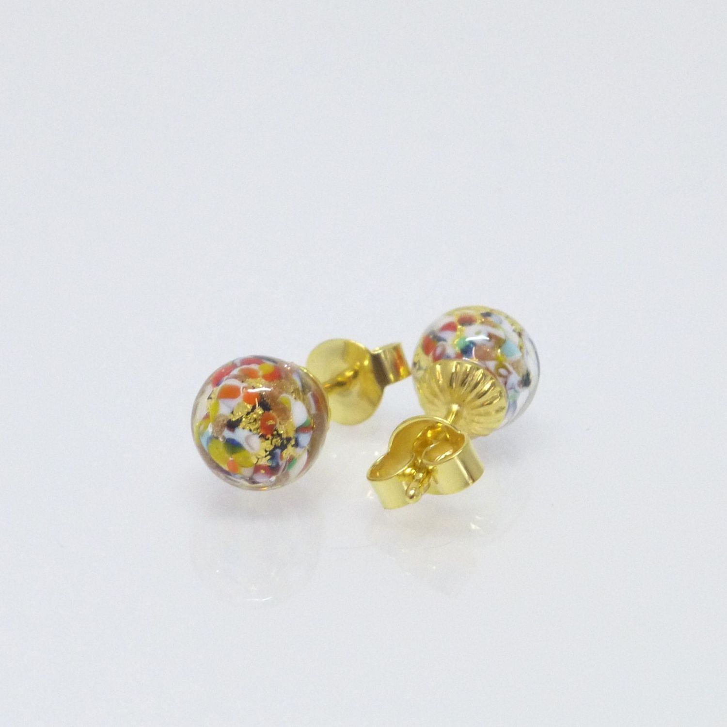 Ohrstecker Muranoglas Kugel 6mm 8mm Gold Ohrstecker Muranoglas Kugel 6mm 8mm Gold