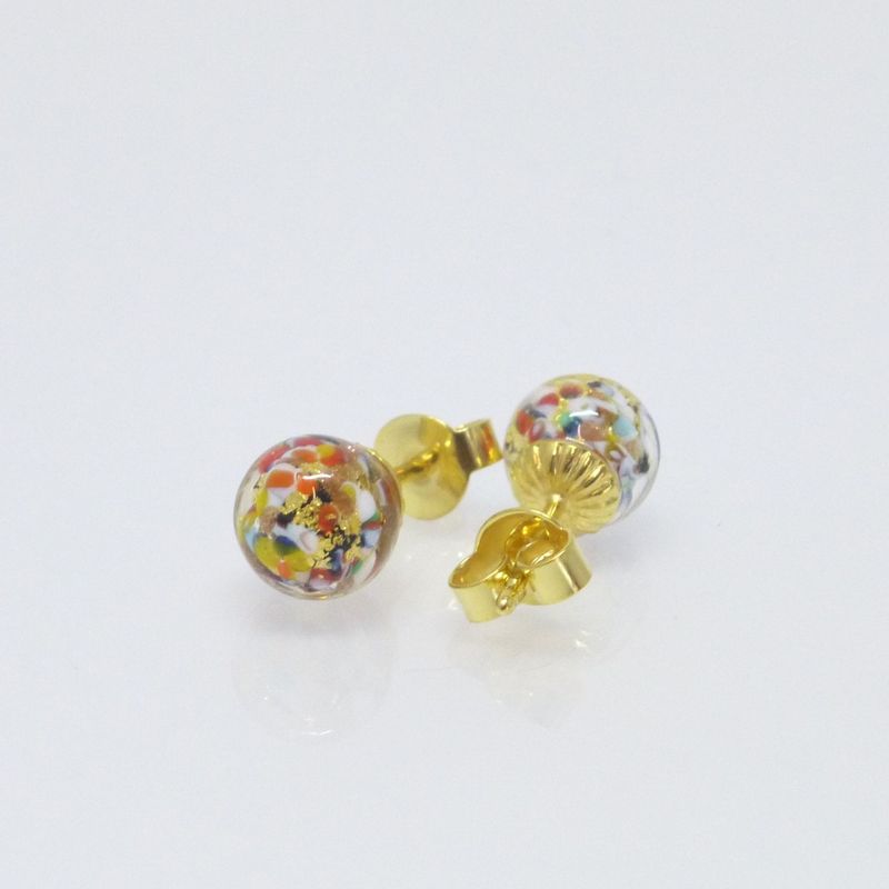 Ohrstecker Muranoglas Kugel 6mm 8mm Gold
