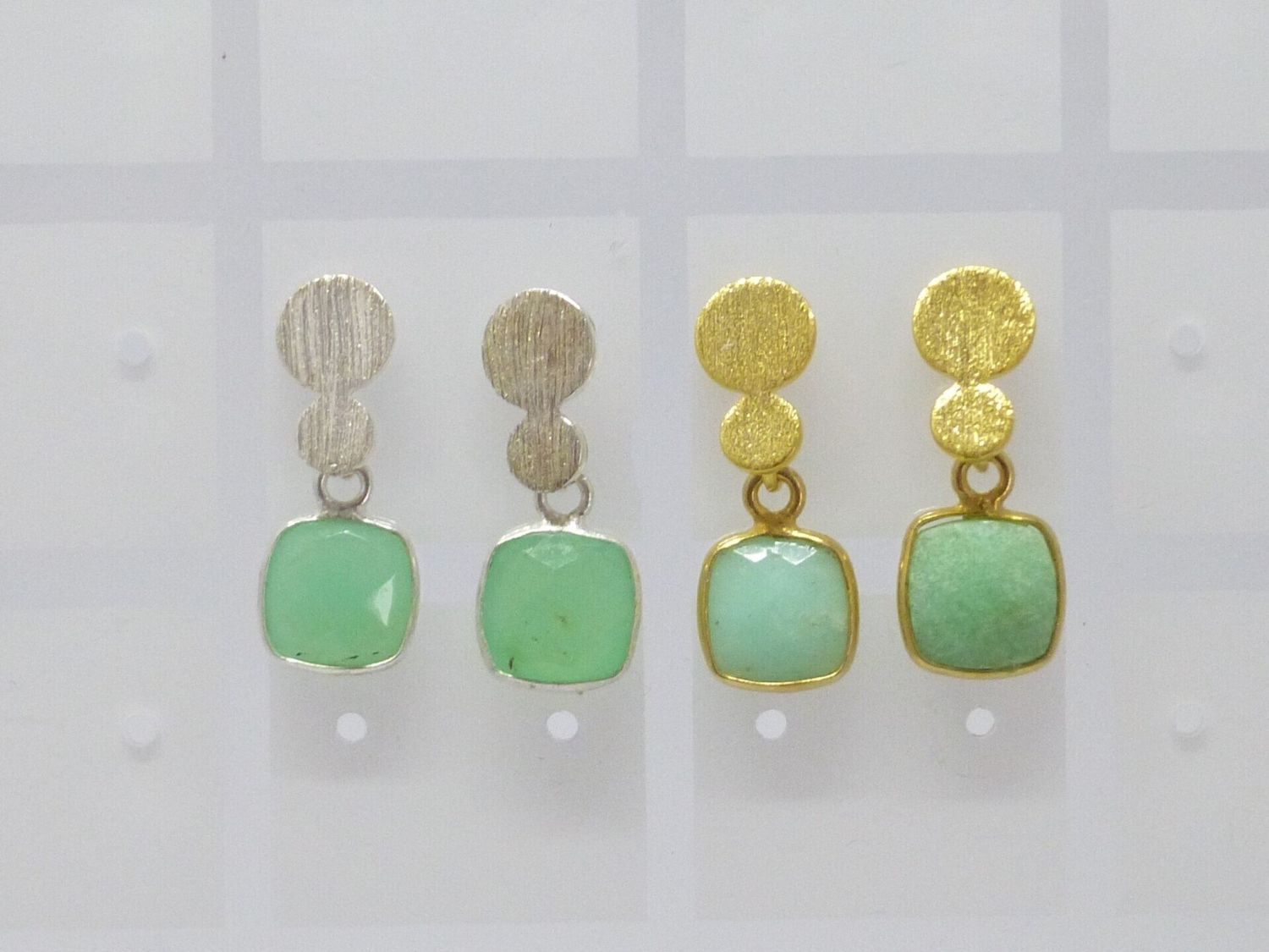 Ohrstecker mit Anhänger Chrysopras 7x7