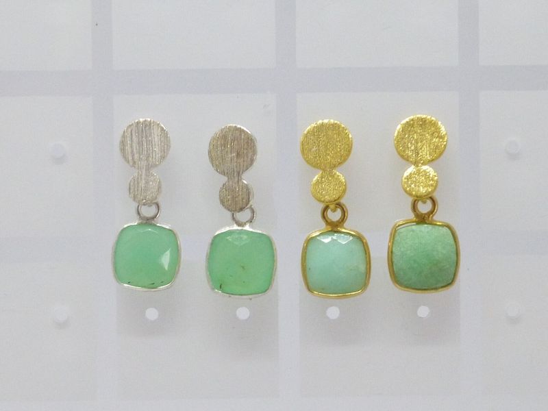 Ohrstecker mit Anhänger Chrysopras 7x7