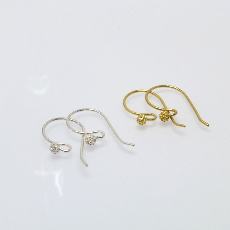 Basisohrringe Fischhaken mit Kugel Silber 925 Gold