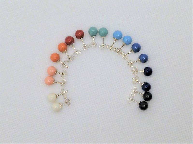 Ohrstecker mit Perle Edelsteinfarben 6mm 8mm 10mm