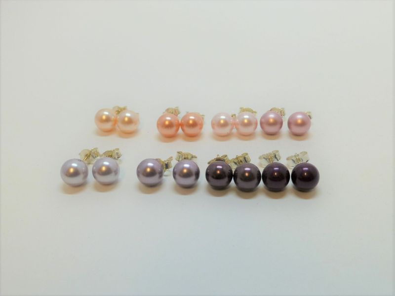 Ohrstecker mit Perle 8mm - Rot-Rosa-Violett