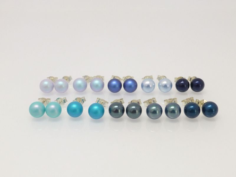 Ohrstecker mit Perle 8mm - Blau-Türkis-Grün