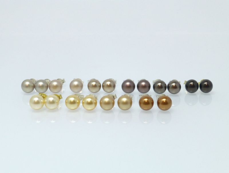 Ohrstecker mit Perle 8mm - Gold-Braun