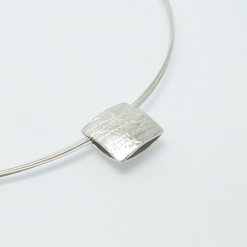 Vario-Anhänger Quadrat mit Struktur Silber 925 15mm