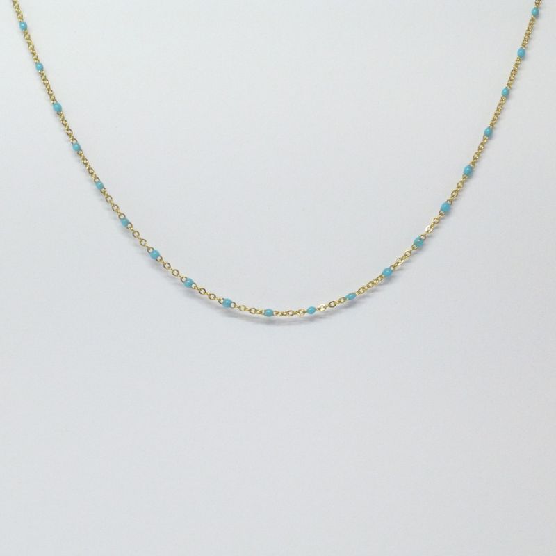 Halskette Edelstahl Gold mit Emaille Türkis
