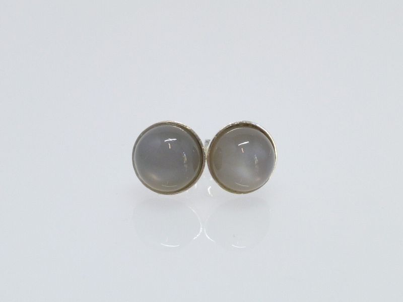Ohrstecker Mondstein Grau Cabochon -versch. Größen-