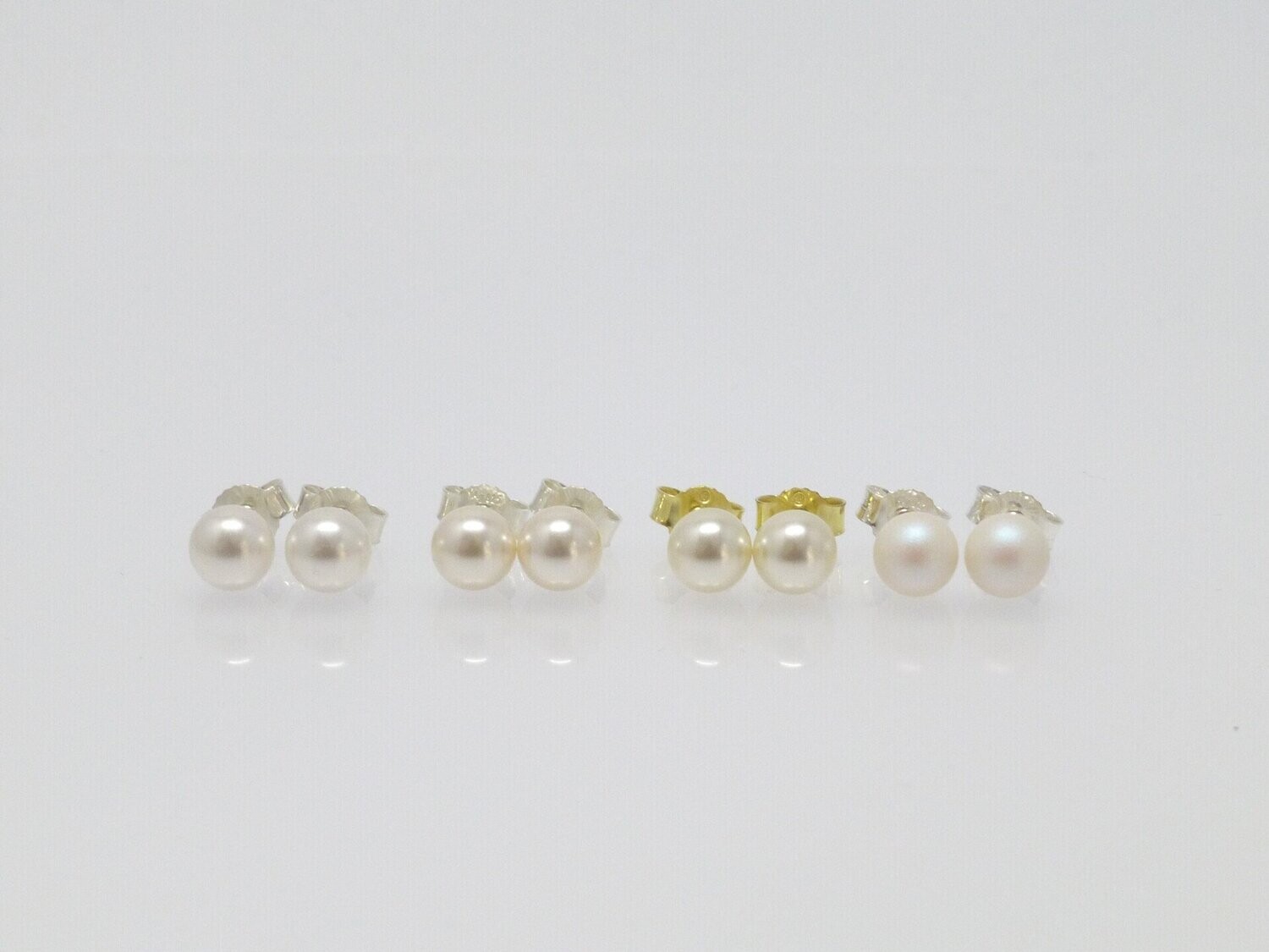 Ohrstecker mit Perle 6mm - Weiß-Grau-Schwarz