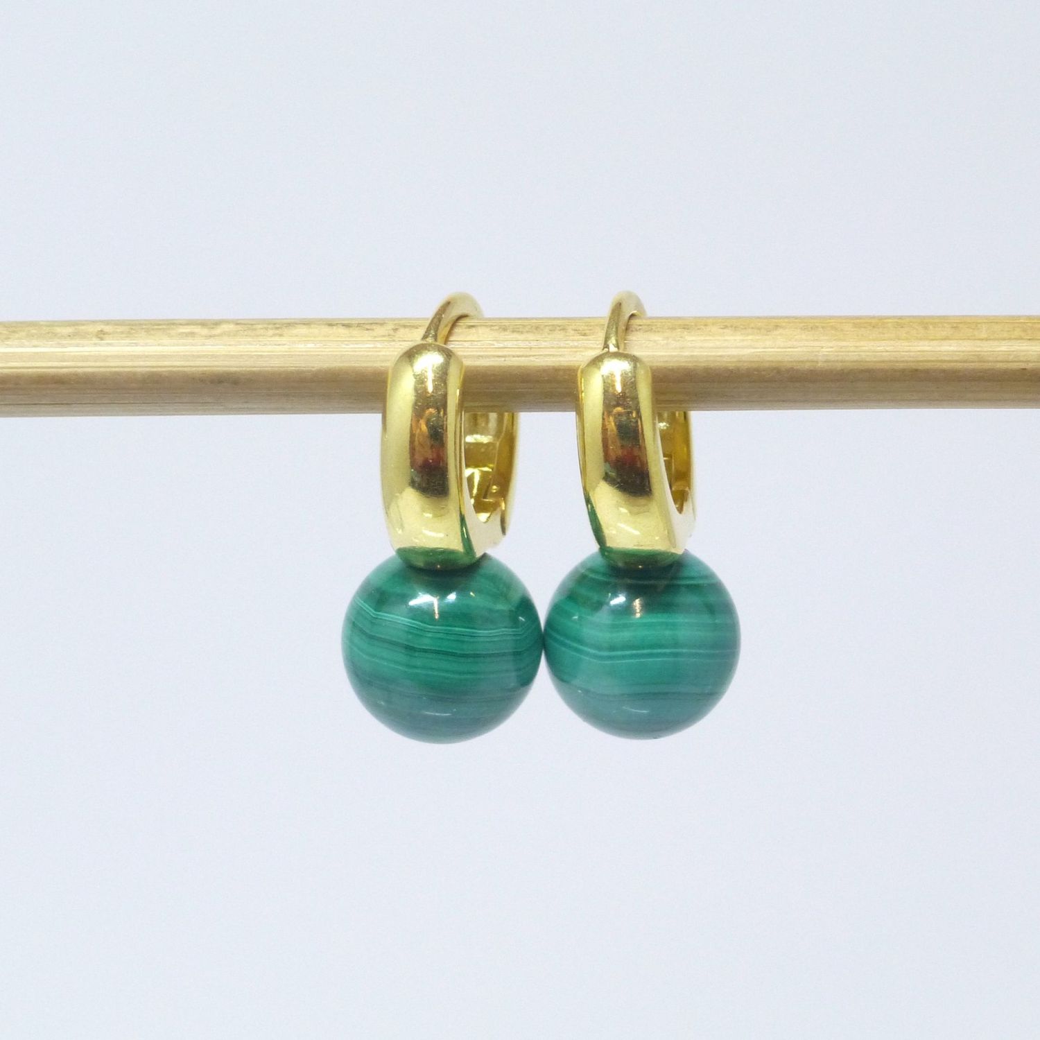 Klappcreolen Malachit Kugel 10mm