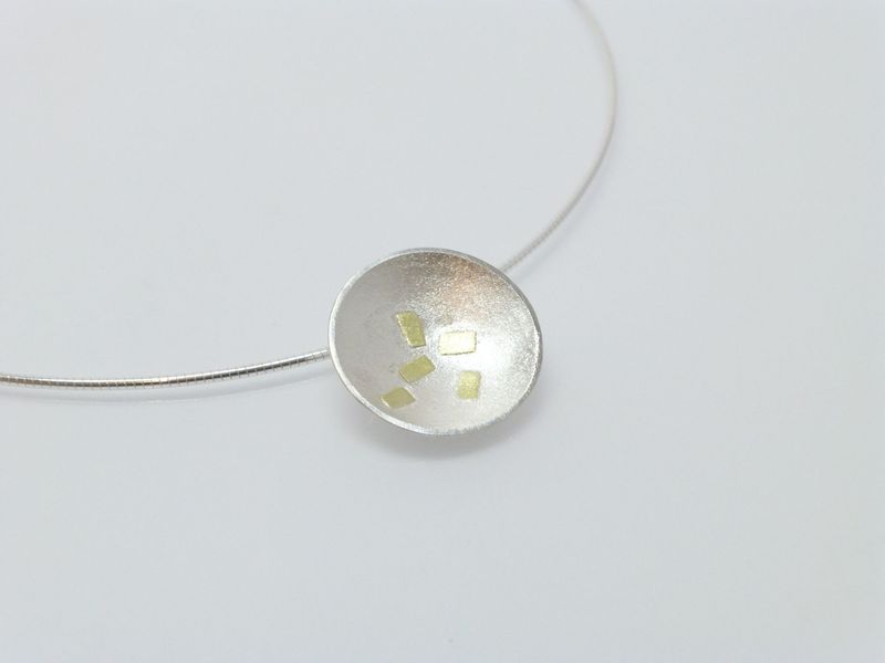 Anhänger Rund Silber 925 mit Konfetti Gold