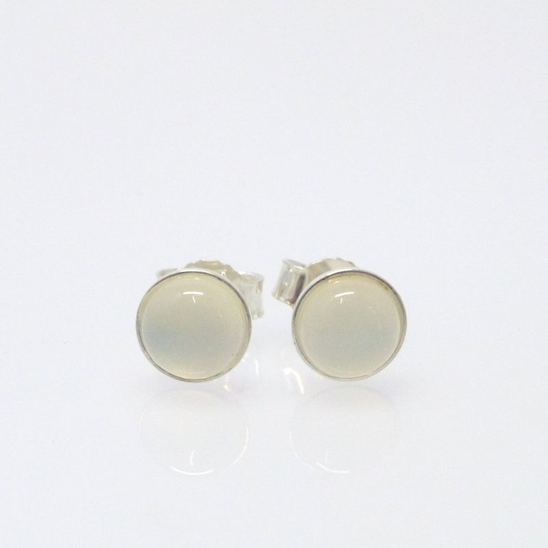 Ohrstecker Mondstein Weiß Cabochon -versch. Größen-
