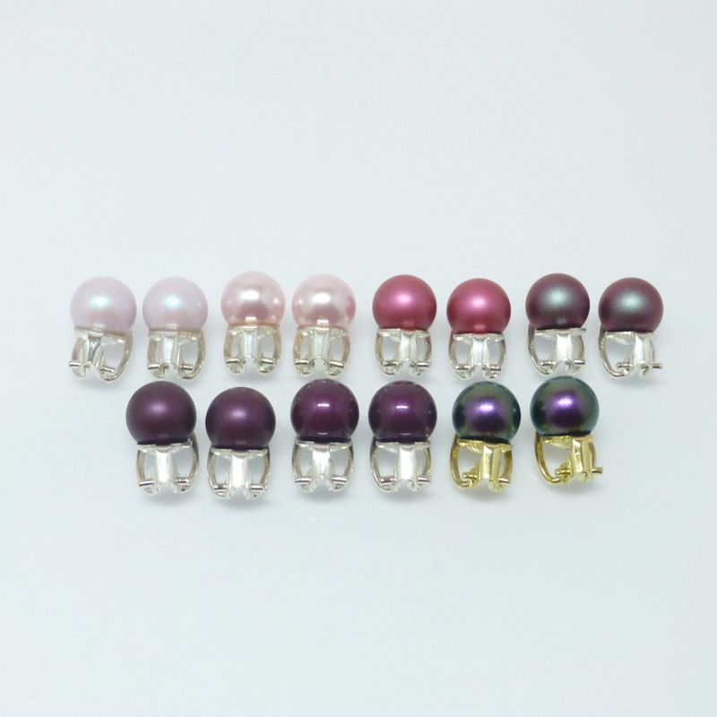 Ohrclips Perle 10mm - Rosa - Rot - Violett