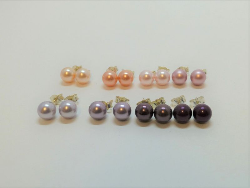 Ohrstecker mit Perle 10mm Rot-Rosa-Violett