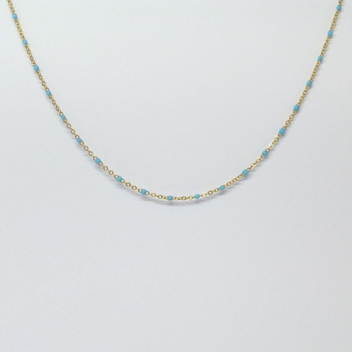 Halskette Edelstahl Gold mit Emaille Türkis