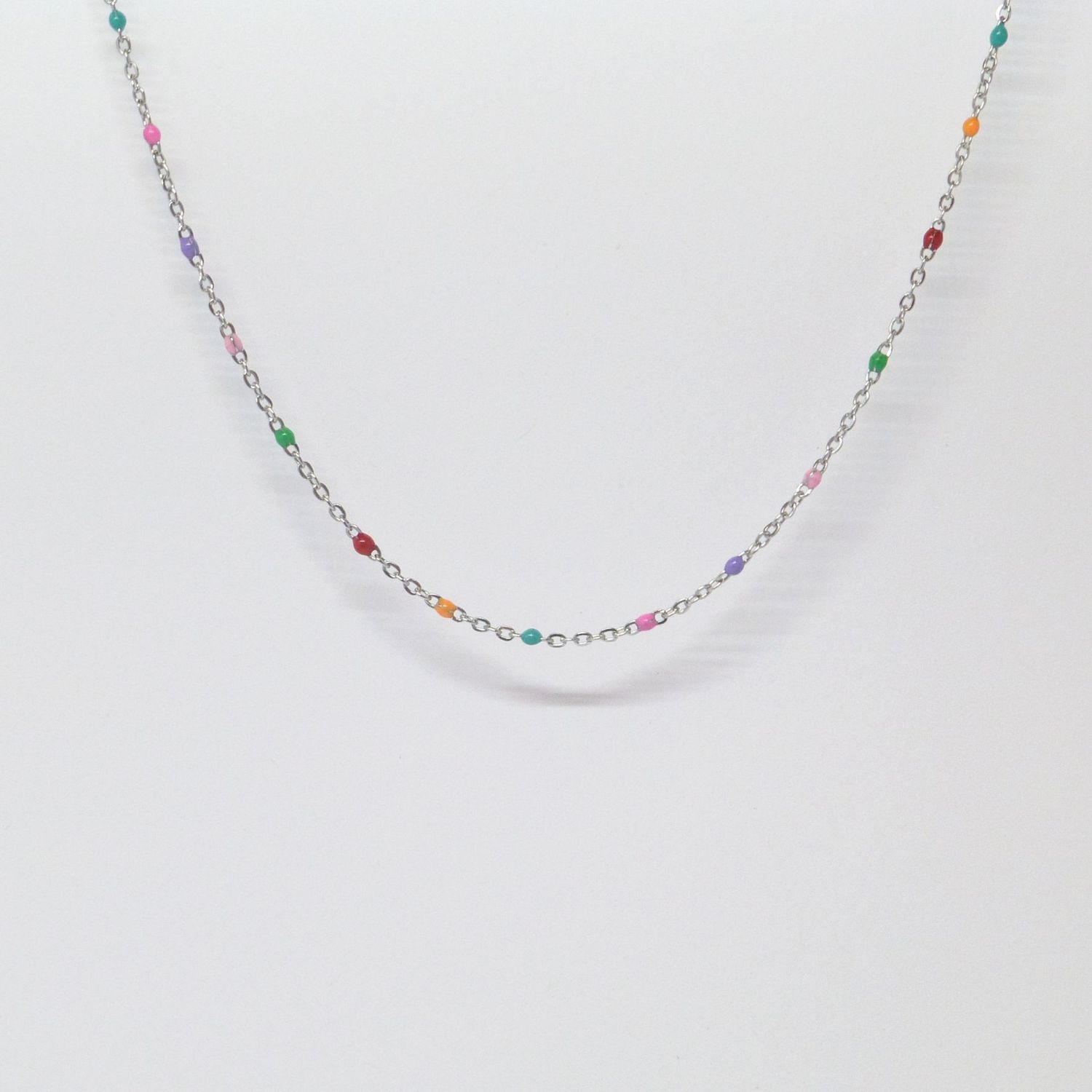 Halskette Edelstahl mit Emaille Bunt