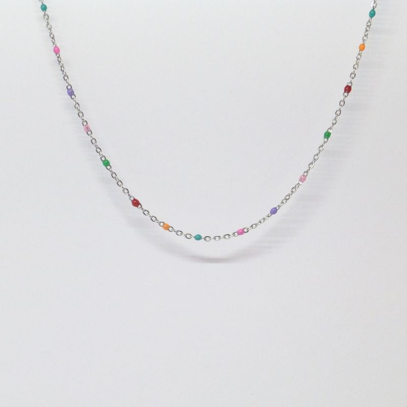 Halskette Edelstahl mit Emaille Bunt