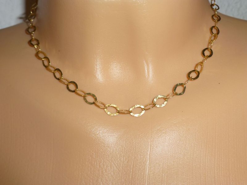 Gliederkette oval gehämmert Silber vergoldet