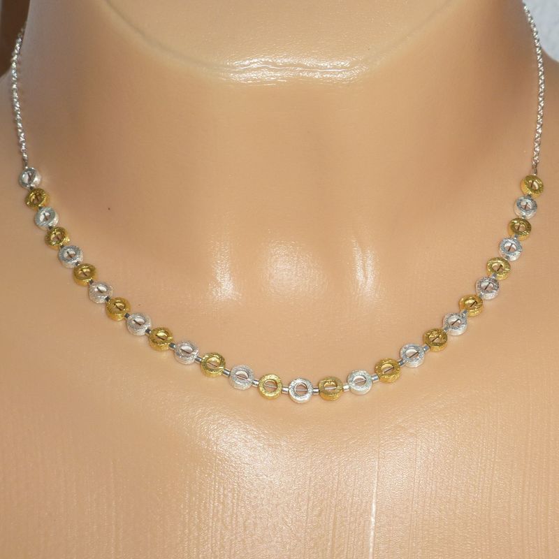 Halskette Ringe Silber Gold Bicolor