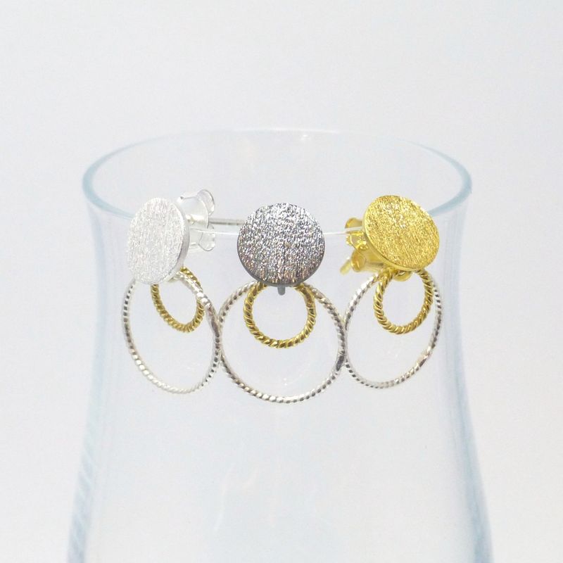 Ohrstecker mir Anhänger Doppelring Bicolor