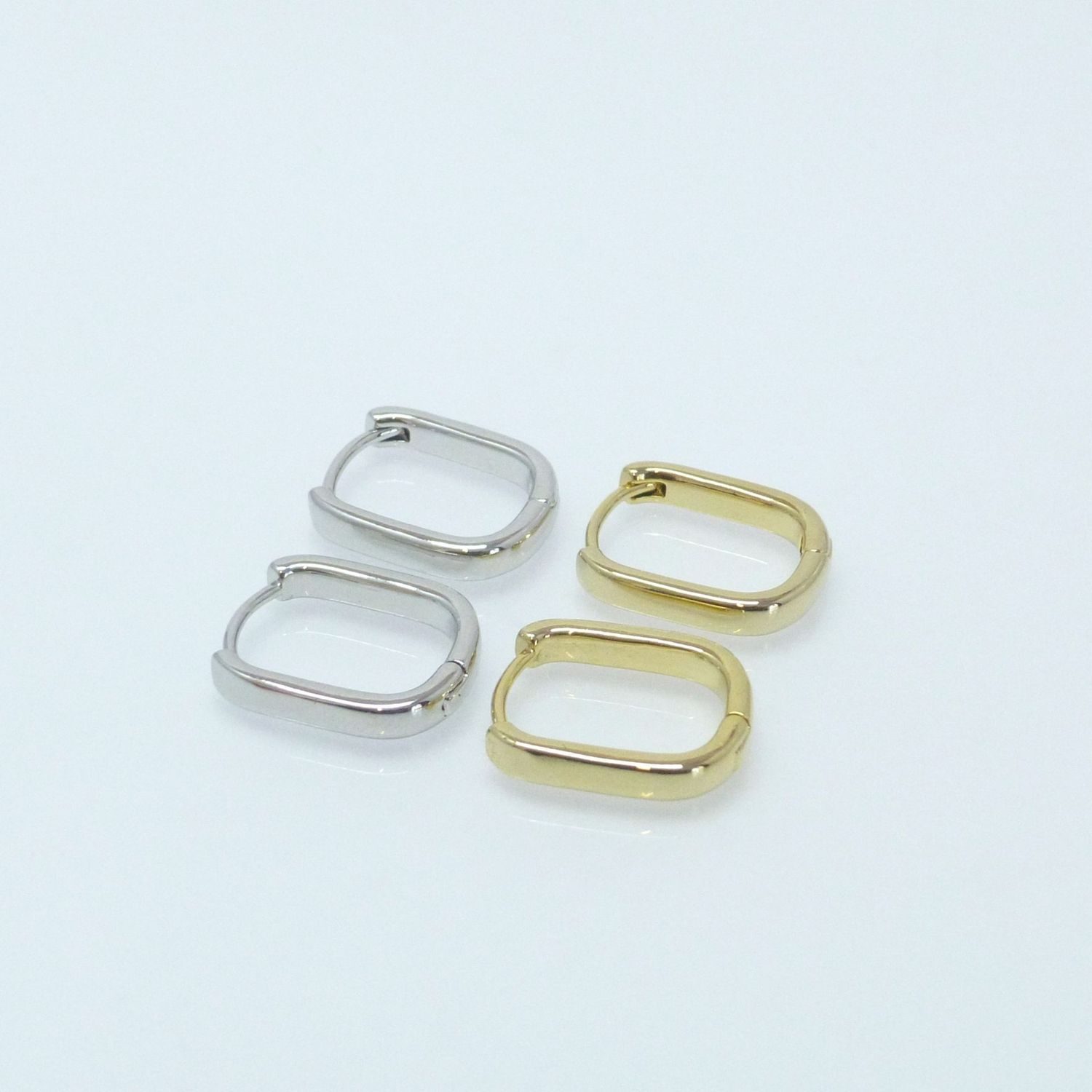 Basisohrringe Klapp-Creolen eckig Silber Gold