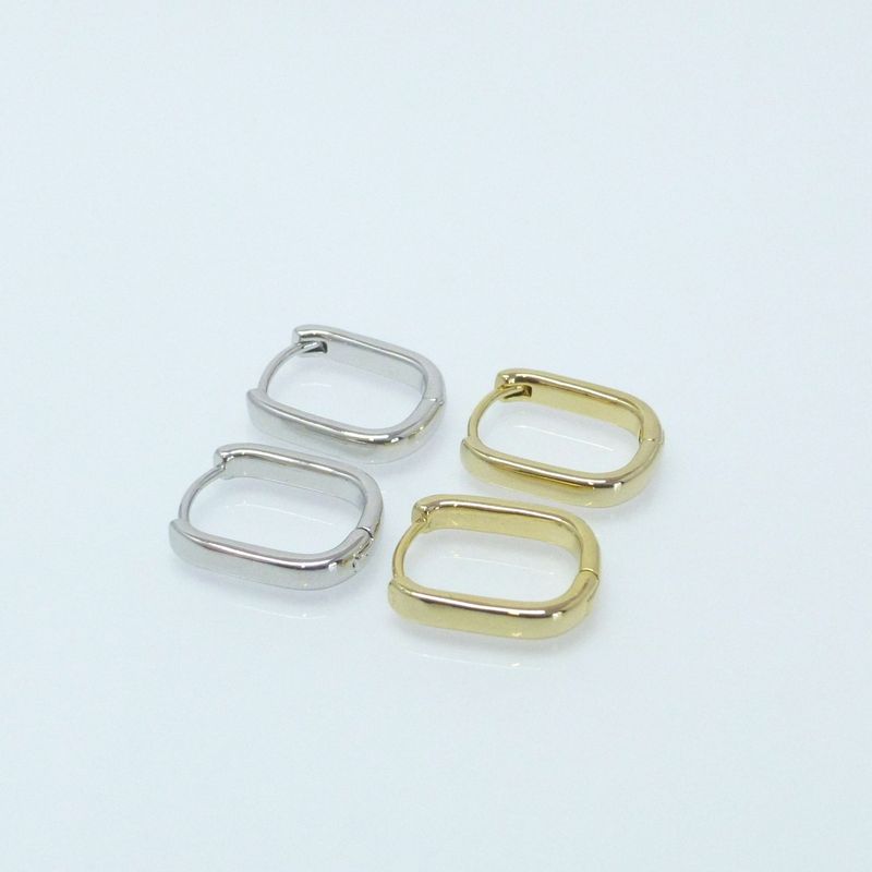 Basisohrringe Klapp-Creolen eckig Silber Gold