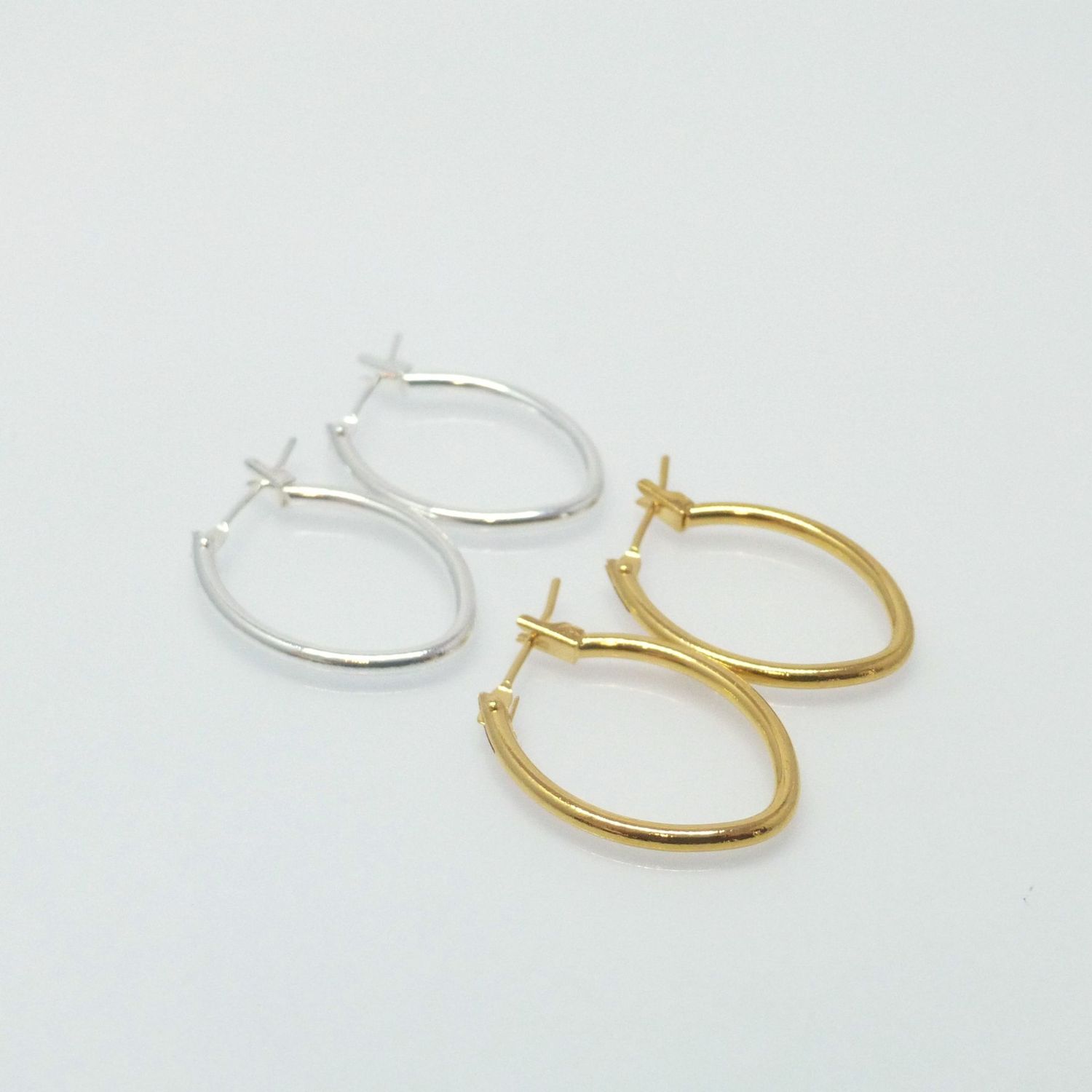 Basisohrringe Creolen Oval Silber Gold