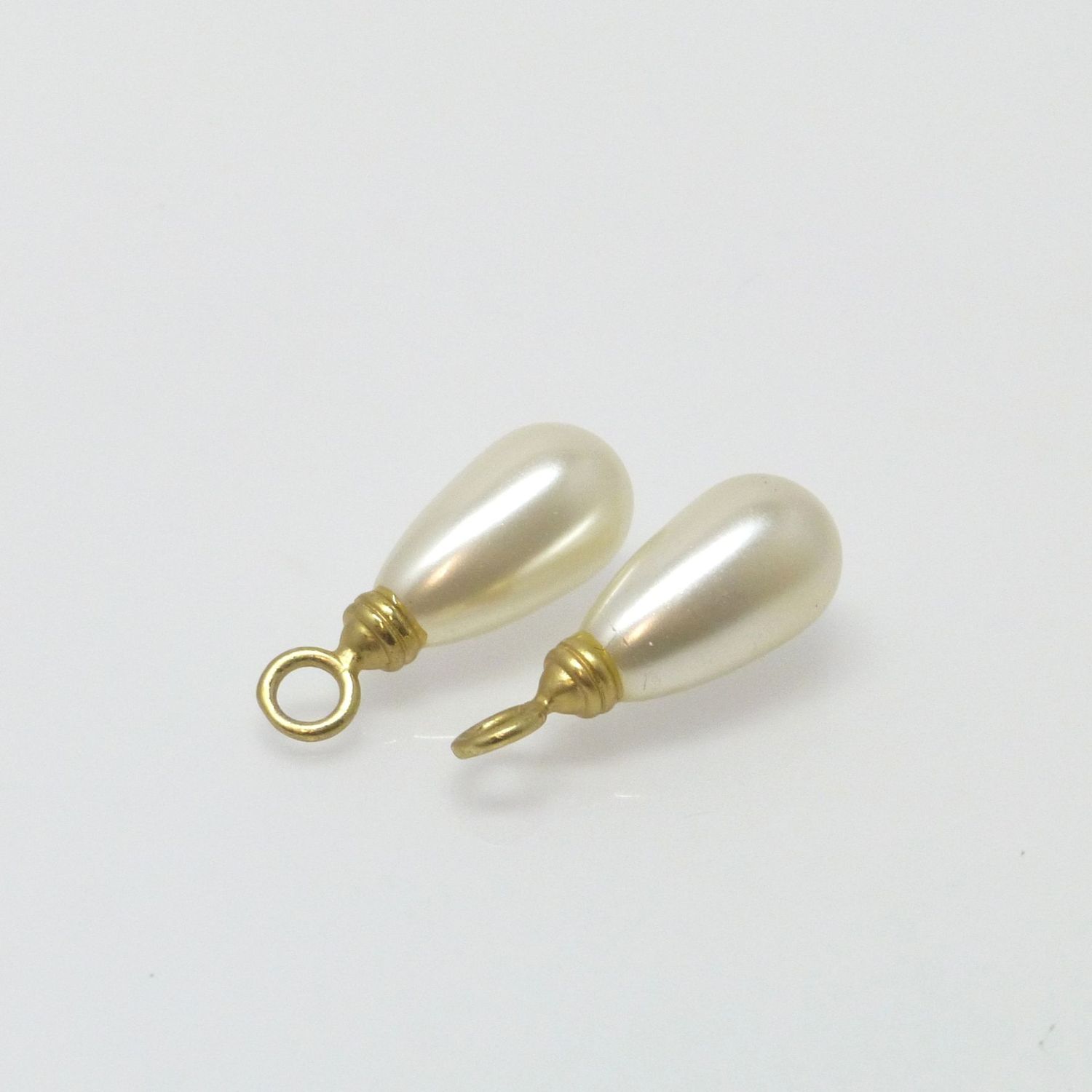 Ohrring-Anhänger Perlen Tropfen Creme Gold