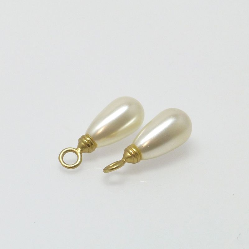 Ohrring-Anhänger Perlen Tropfen Creme Gold