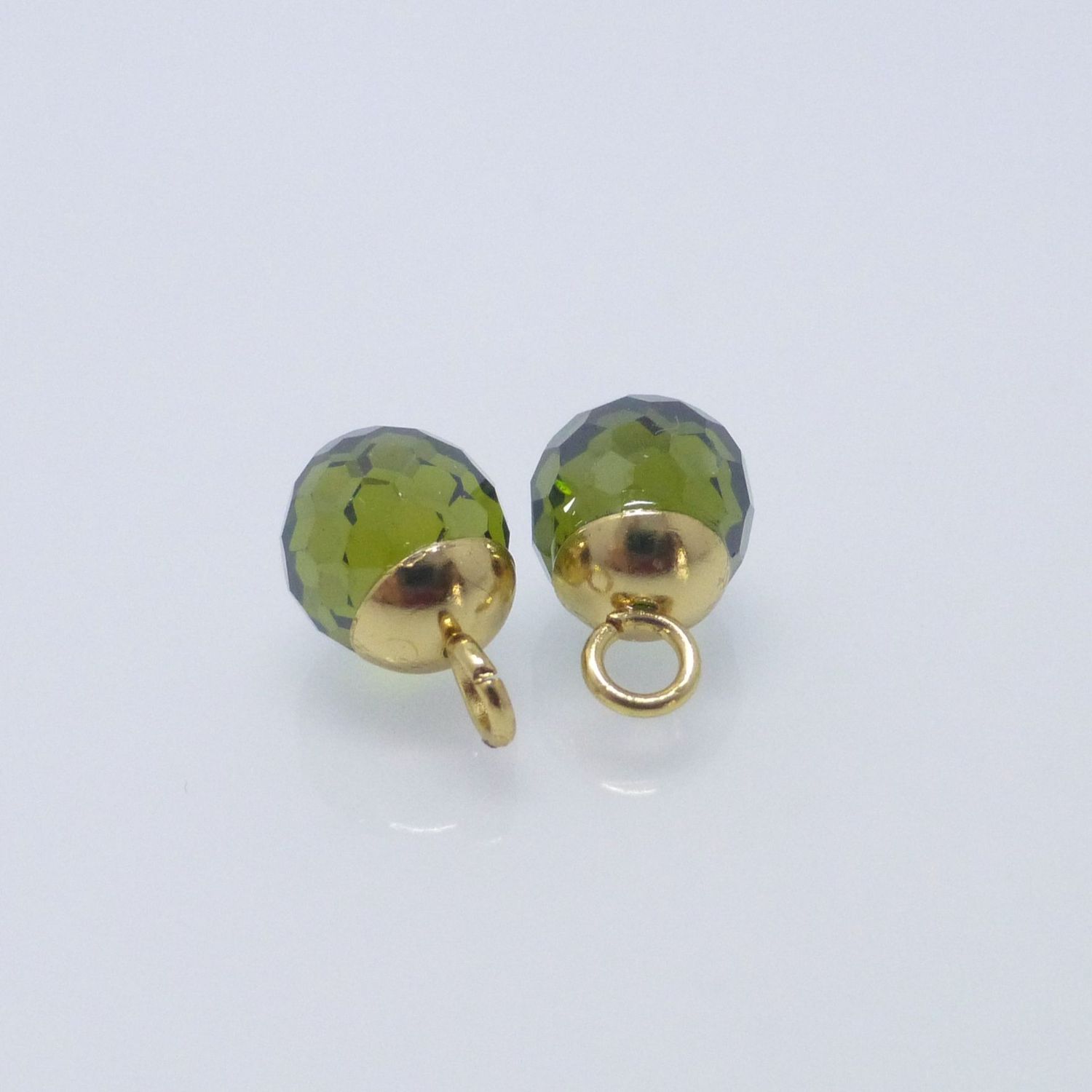 Ohrring-Anhänger Zirkonia Kugeln 8mm Oliv Gold