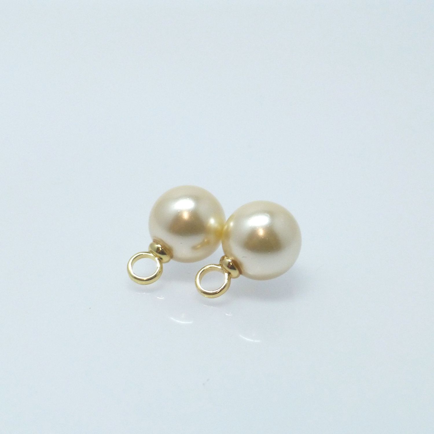 Ohrring-Anhänger Perlen 12mm Cream Gold